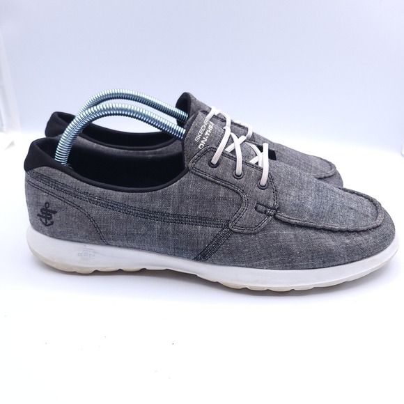 Skechers Shoes - Skechers Ashore Boat Shoes Womens 11 M Heathered Gray Canvas On the Go Flex
